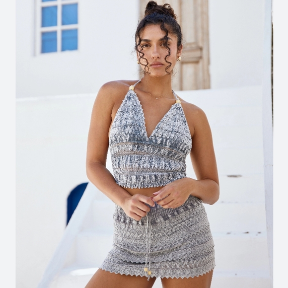 Blanco By Nature Crochet Crop Top + Skirt Set - Picture 4 of 8